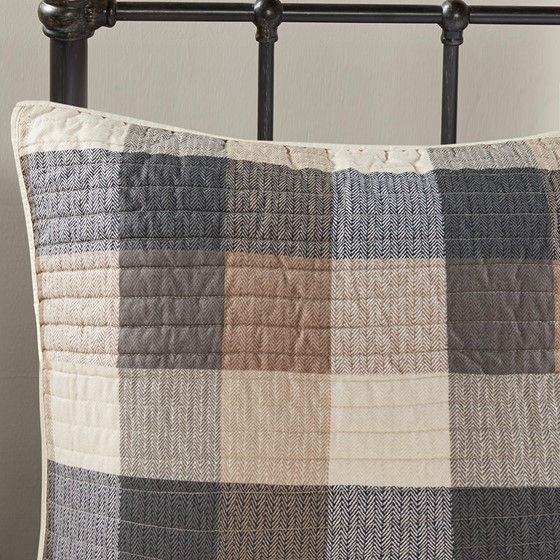 Olliix by Madison Park Ridge 6 Piece Neutral Full/Queen Reversible Herringbone Coverlet Set-4