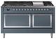 Ilve® Nostalgie II Noblesse 60'' Blue Gray Pro Style Dual Fuel Range with Chrome Trim-0