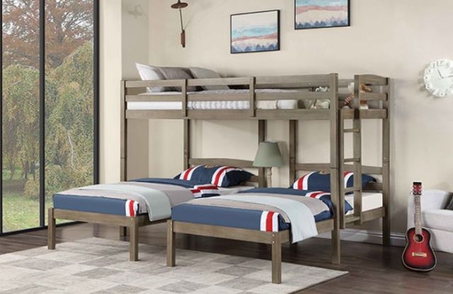 Furniture of America® Hortense Warm Gray Triple Twin Bunk Bed-1