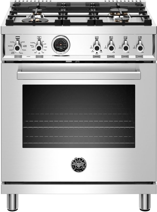Bertazzoni Professional Series 30" Stainless Steel Freestanding Duel Fuel Range-0
