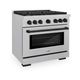 ZLINE Autograph Edition 36" Satin Stainless Steel Pro Style Gas Range with 6 Burner Cooktop and Matte Black Accents-2