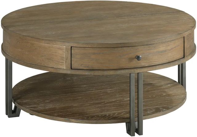 Hammary® Saddletree-Hamilton Brown Round Lift Top Coffee Table-0