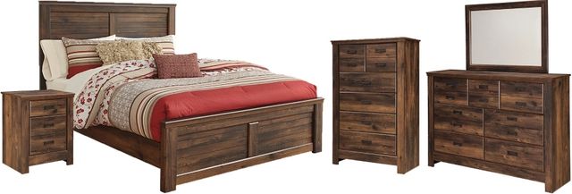 Signature Design by Ashley® Quinden 5-Piece Dark Brown King Panel Bed Set-0