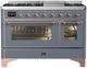 Ilve® Majestic III 48" Blue Gray Pro Style Dual Fuel Natural Gas Range with Triple Glass Door and Copper Trim-0