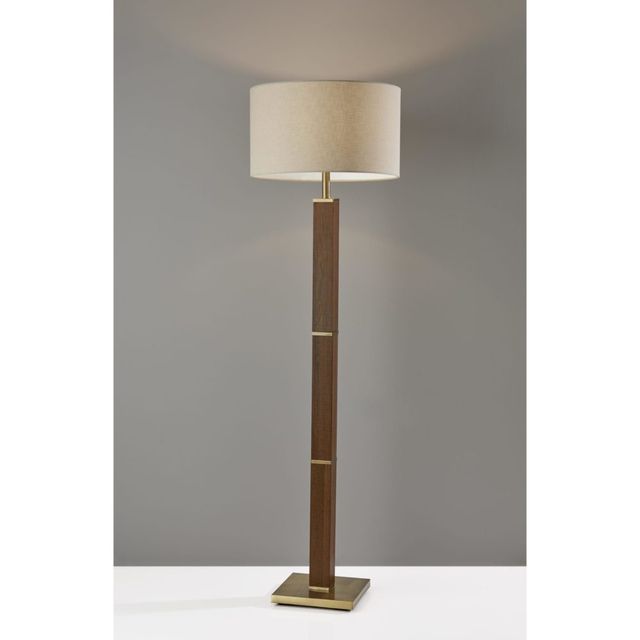 Adesso® Kona Walnut And Antique Brass Floor Lamp-1