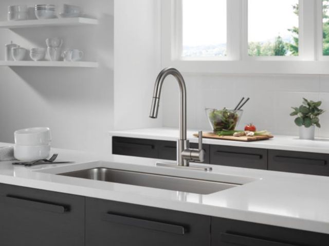 Peerless Precept® Stainless 16" Single Handle Pull-Down Kitchen Faucet-1