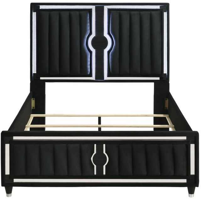 Coaster® Ravenne Black Queen Upholstered Panel Bed with LED-3
