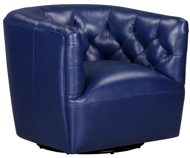 Leather Italia™ Cambria Mira Blue Swivel Chair-0