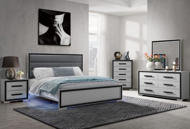 Global Furniture USA Amelia Black/Gray Full Panel Bed with LED-2