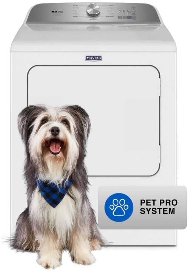Maytag® 7.0 Cu. Ft. White Pet Pro Front Load Gas Dryer -1