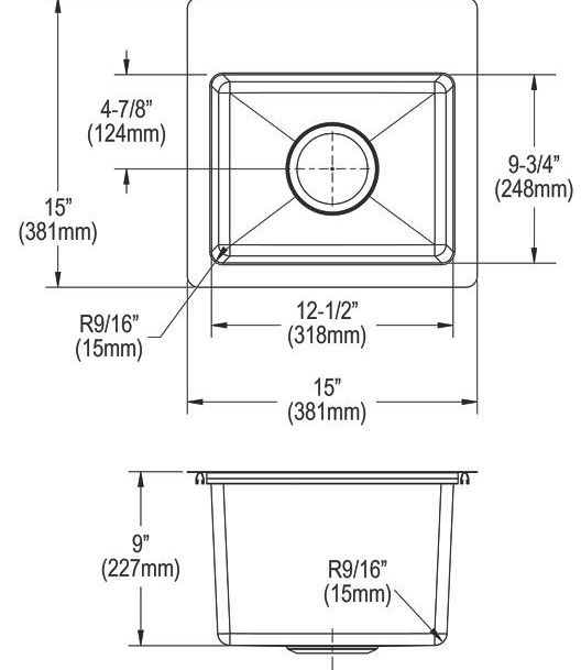 Elkay Crosstown® Polished Satin 15" 3-Hole Single Bowl Dual Mount Bar Sink Kit-2
