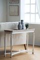 A & B Home Alcott Natural Console Table with White Base -4