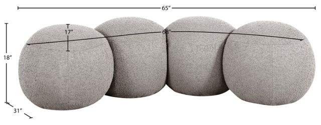 Meridian Furniture Apollo Taupe 65" Boucle Fabric Upholstered Bench-2