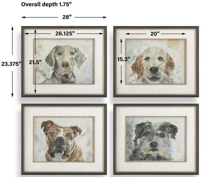 Uttermost® Dog Days 4-Piece Framed Print Art Set-2