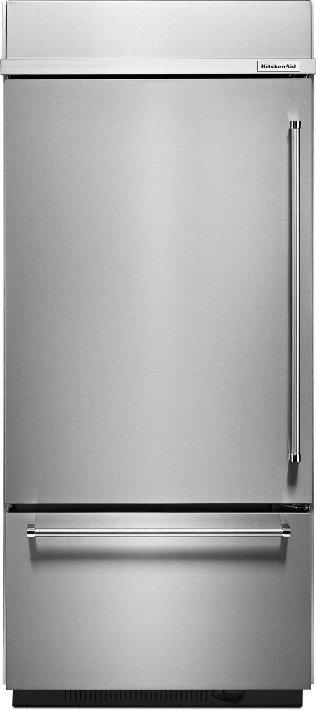 KitchenAid® 36 in. 20.9 Cu. Ft. Stainless Steel Built In Bottom Freezer Refrigerator-0