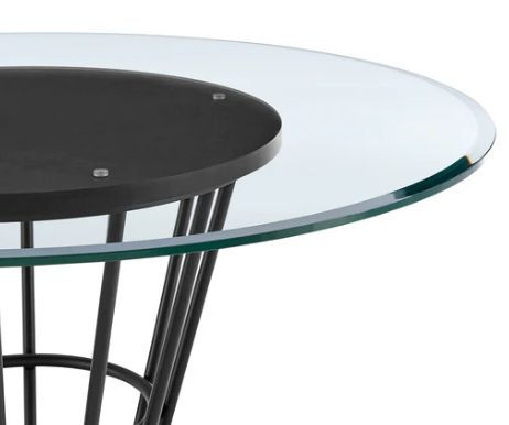 Armen Living Veronica Glass Top Round Dining Table with Black Base-2