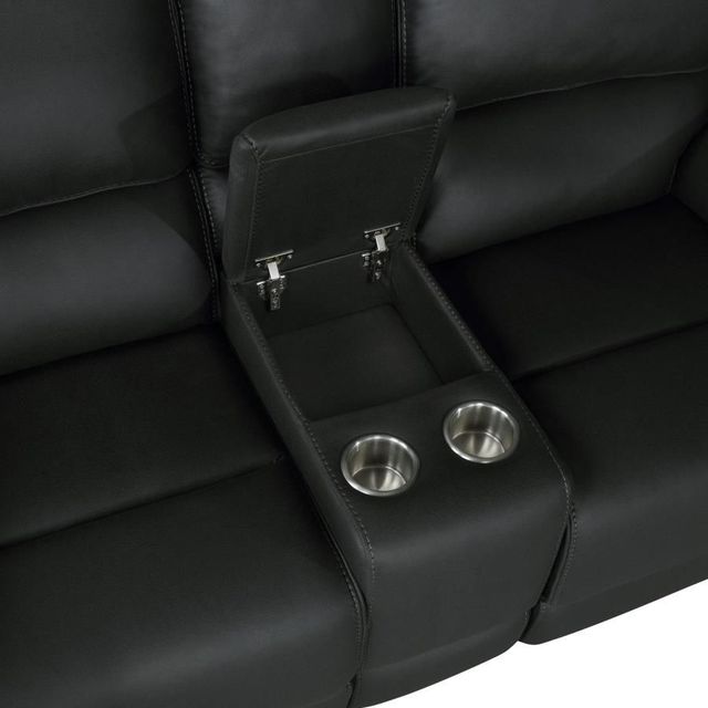 Coaster® Breton Dark Charcoal Reclining Upholstered Tufted Back Motion Loveseat-1