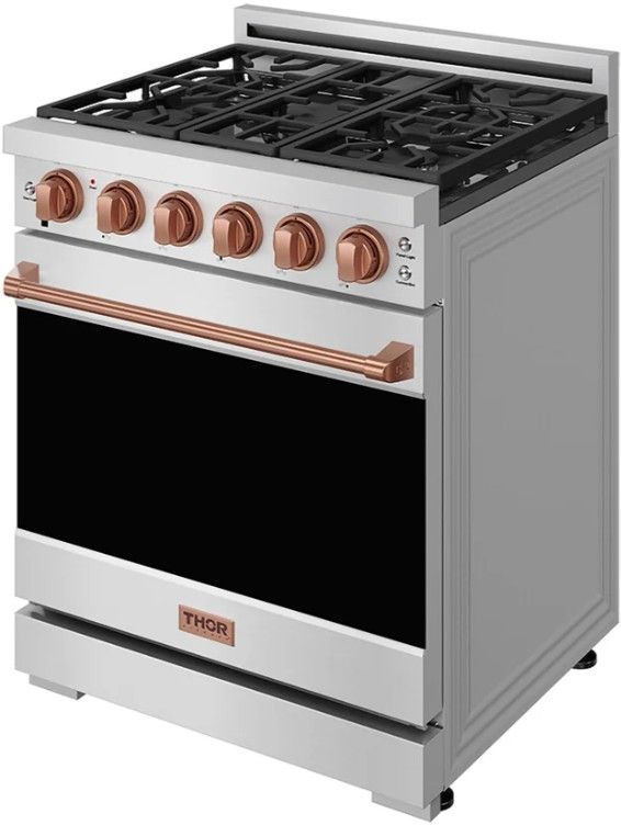 Thor Kitchen Gordon Ramsay Collection 30" Stainless Steel Pro Style Gas Range with Precision Knob Control and Rose Gold Trim-3