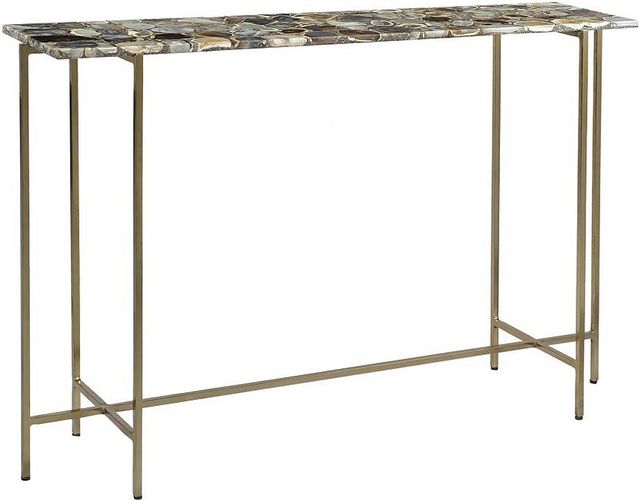 Moe's Home Collection Agate Natural Stone Top Console Table with Brass Iron Frame-0