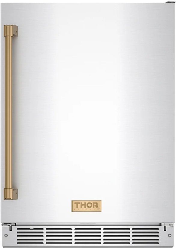 Thor Kitchen Gordon Ramsay Collection 24” 5 Cu. Ft. Stainless Steel Built-In Undercounter Outdoor Beverage Cooler with Bronze Handle-0