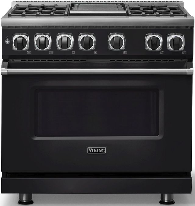 Viking® 7 Series 36" Onyx Pro Style Dual Fuel Range with Griddle-2