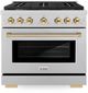 ZLINE Autograph Edition Paramount 36" Satin Stainless Steel Pro Style Dual Fuel Range with Polished Gold Accents-0