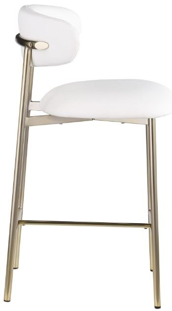 Meridian Furniture Lupita White/Brushed Gold Counter Stool-2