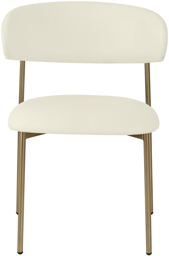Meridian Furniture Lupita Cream/Gold Vegan Leather Dining Chair-1