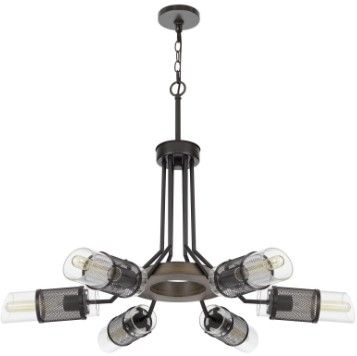 Cal® Lighting & Accessories Savona Black/Wood Chandelier-0
