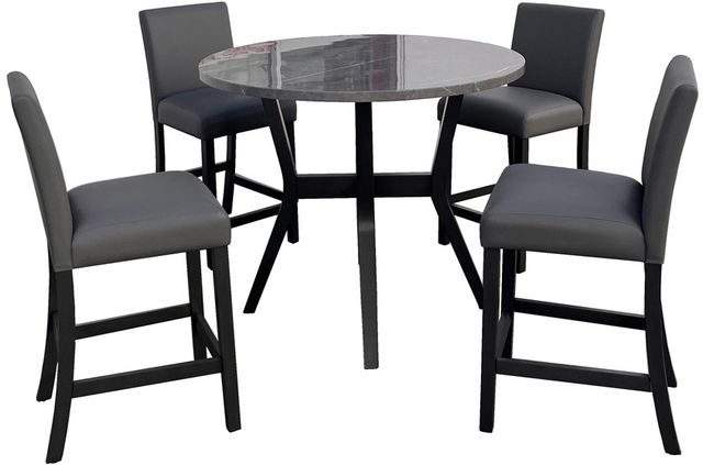 American Wholesale Furniture Shannon 5-Piece Black/Gray Counter Height Dining Set-0