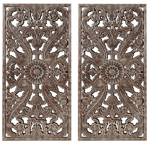Olliix by Madison Park Botanical Panel 2 Piece Carved Wall