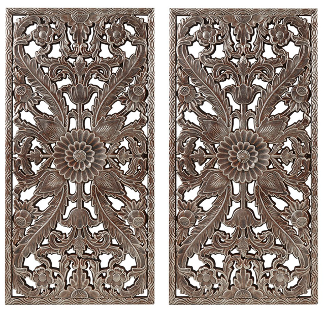 Olliix by Madison Park Botanical Panel 2 Piece Carved Wall Set-0