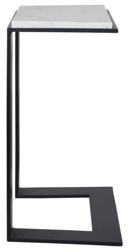 Uttermost® Kenora White Marble Top Accent Table with Black Base-4