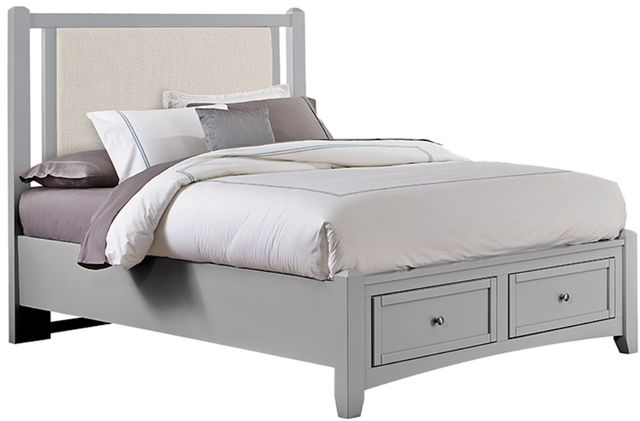 Vaughan-Bassett Bonanza Gray/Linen King Upholstered Panel Storage Bed-0