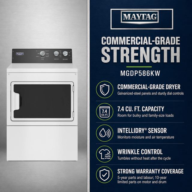 Maytag Commercial-Grade Residential 7.4 Cu. Ft. Gas Dryer - White-2