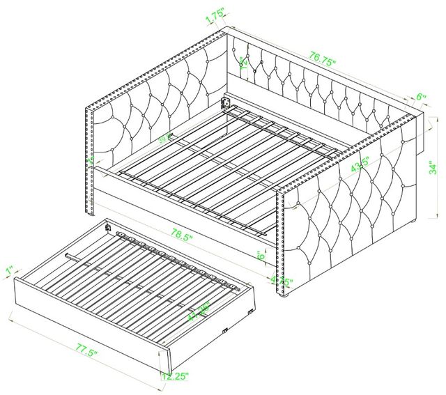 Crown Mark Trina Gray Upholstered Daybed-3