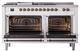 Ilve® Nostalgie II Noblesse 60'' White Pro Style Dual Fuel Range with Burnished Trim-1