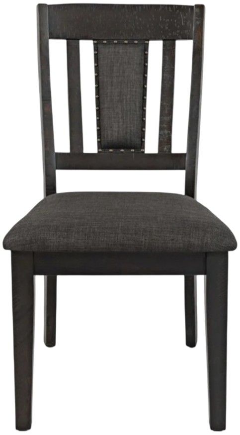 Jofran Inc. American Rustics Black/Brown Upholstered Slatback Dining Side Chair-2