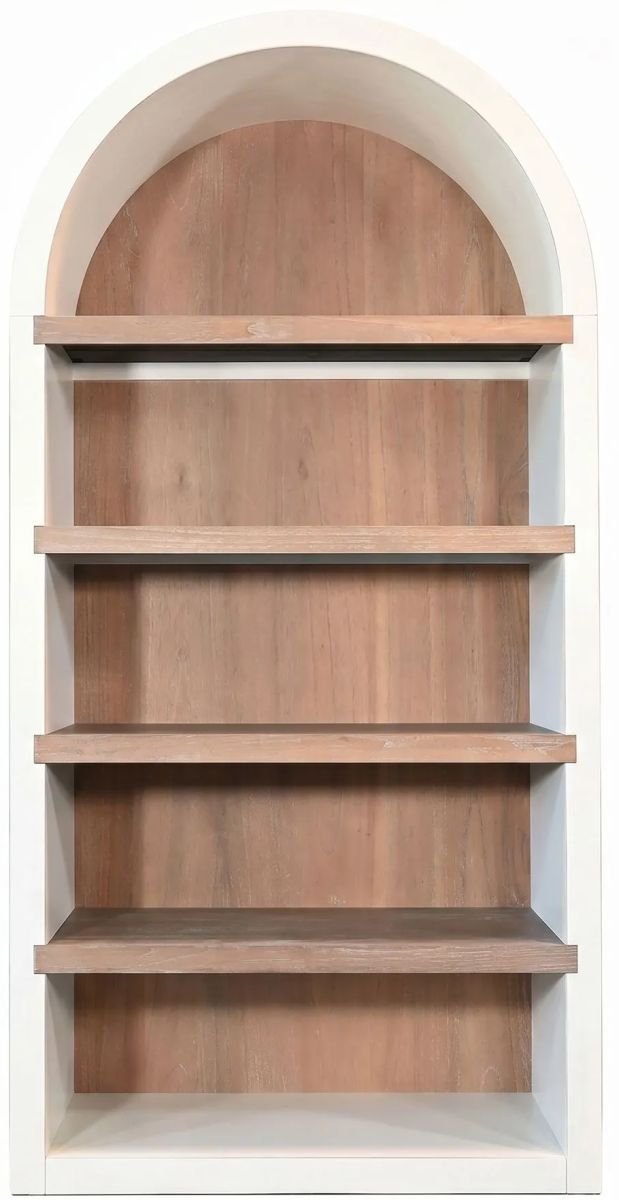 Sunny Designs™ Logan Marble White/Oak Grove Arched Bookcase-2