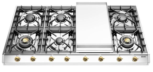 Ilve® Nostalgie II 48'' Stainless Steel Liquid Propane Gas Cooktop with Griddle-0