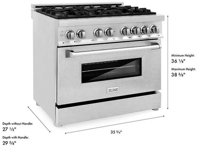 ZLINE 36" Satin Stainless Steel Pro Style Dual Fuel Range-2