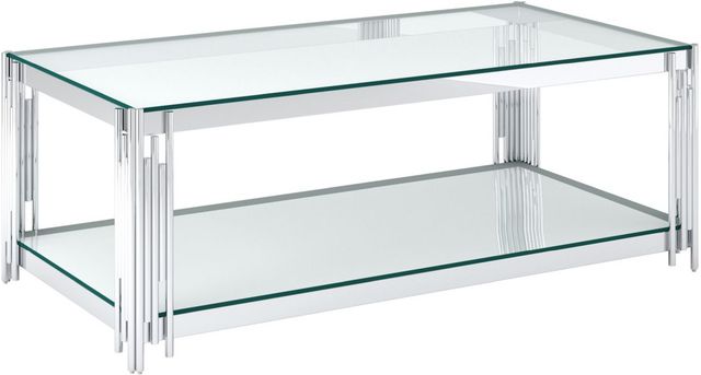 Worldwide Homefurnishings Inc. Estrel Glass Top Coffee Table with Silver Base-0