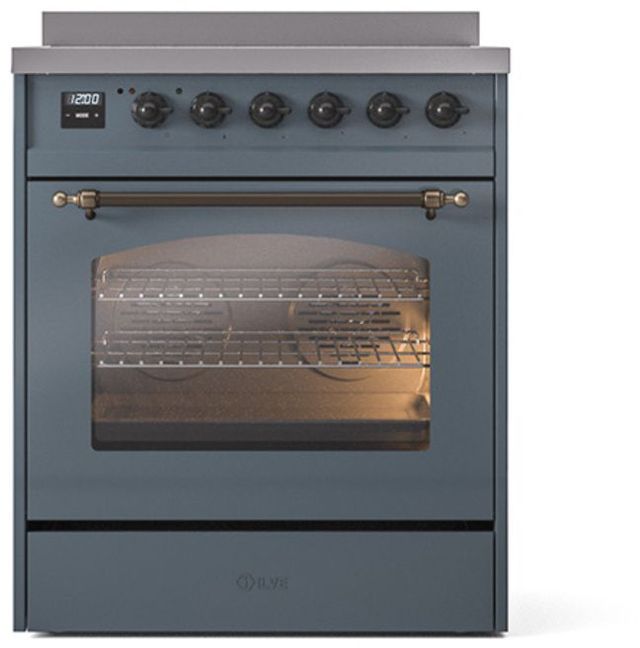 Ilve® Nostalgie II Series 30" Blue Grey Pro Style Induction Range-1