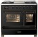 Ilve® Majestic III 40" Glossy Black Pro Style Dual Fuel Liquid Propane Range with Triple Glass Door and Burnished Trim-2