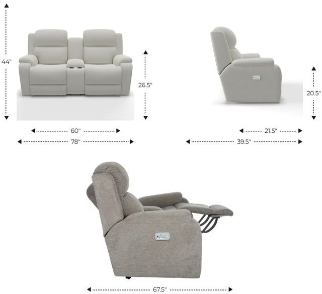 La-Z-Boy® Dorian Mocha Leather Power Reclining Loveseat with Console, Headrest and Lumbar-2