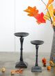 A & B Home Matte Black 11" Fabius Candle Holder-2