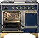 Ilve® Majestic III 40" Midnight Blue Pro Style Dual Fuel Liquid Propane Range with Solid Door and Brass Trim-2