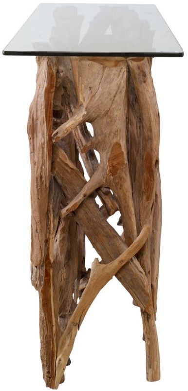 Uttermost® Glass Top Console Table with Natural Base-4
