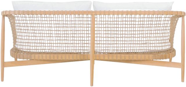 Moe's Home Collection Kuna Natural Teak Outdoor Sofa with White Cushions-3