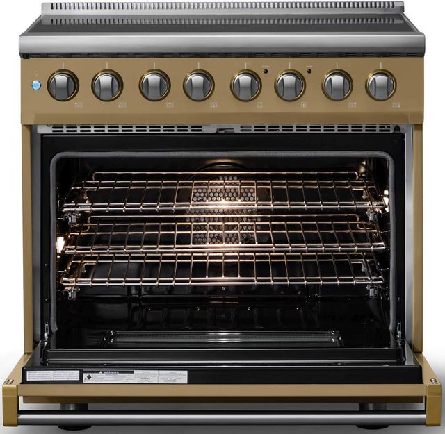 Viking® 5 Series 36" Golden Hour Pro Style Induction Range with Brushed Brass Trim-1